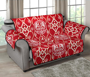 Daruma Red Pattern Loveseat Couch Cover Protector