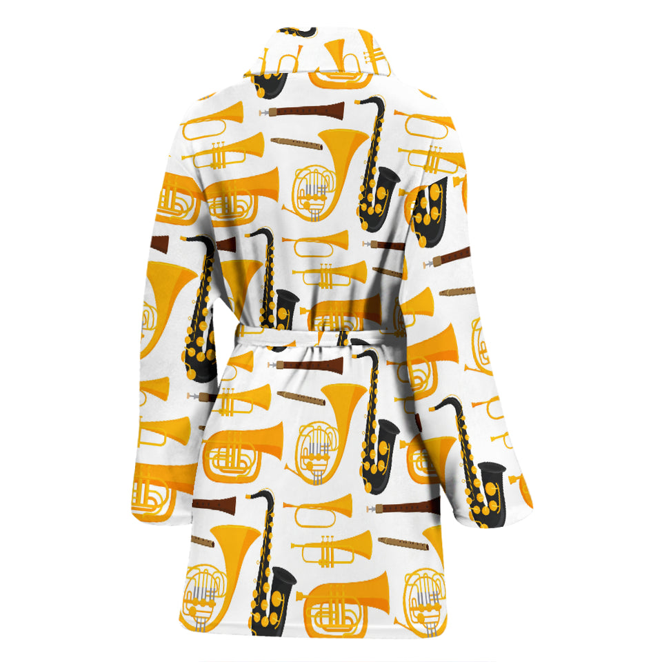 Saxophone Theme Pattern Women Bathrobe