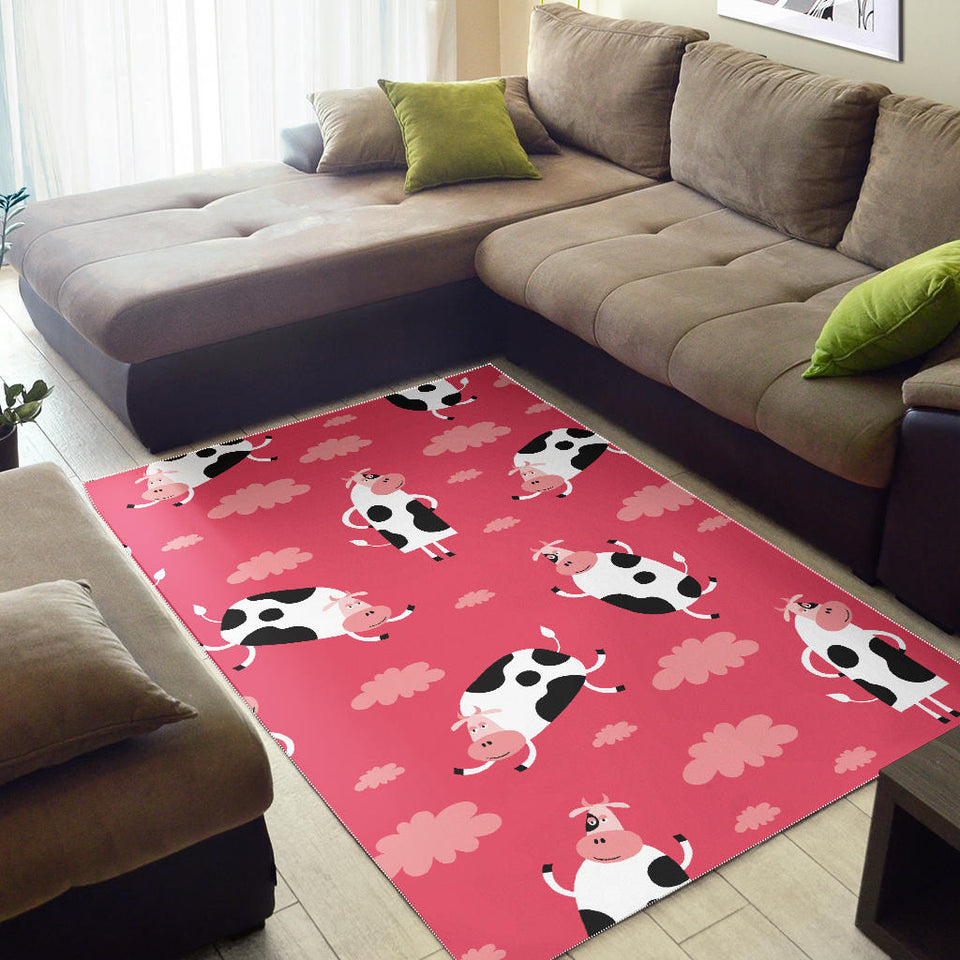 Cow Pattern Pink Background Area Rug
