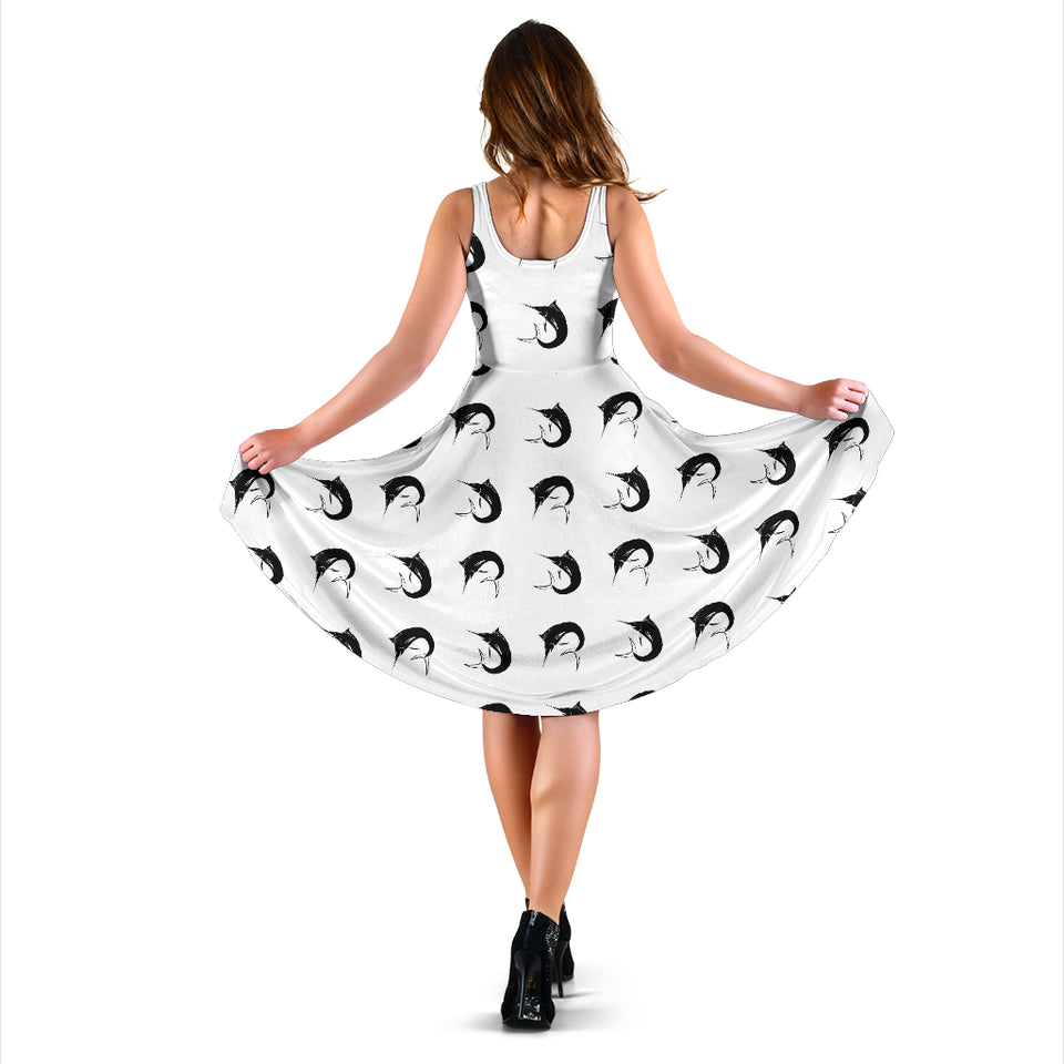 Swordfish Pattern Print Design 01 Sleeveless Midi Dress