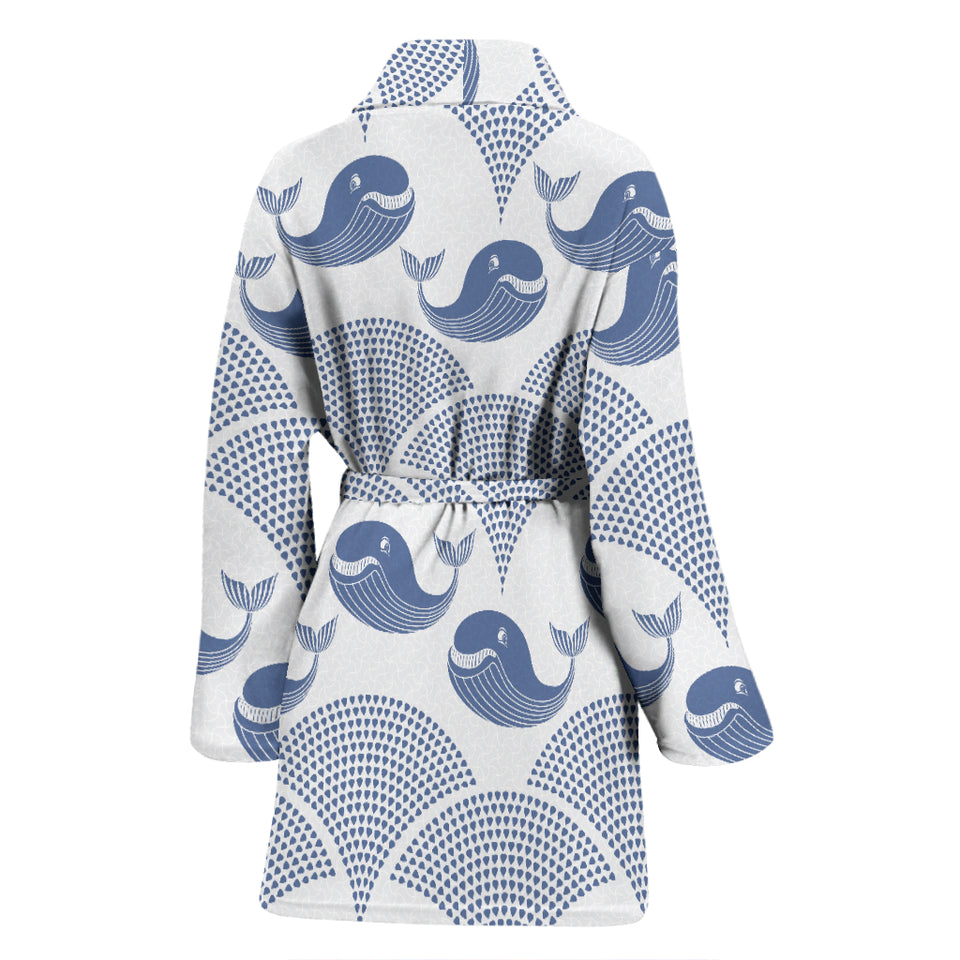 Whale Pattern Women Bathrobe