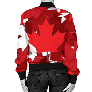 Canadian Maple Leaves Pattern Women Bomber Jacket