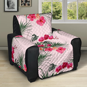 Red Pink Orchid Hibiscus Pattern Recliner Cover Protector