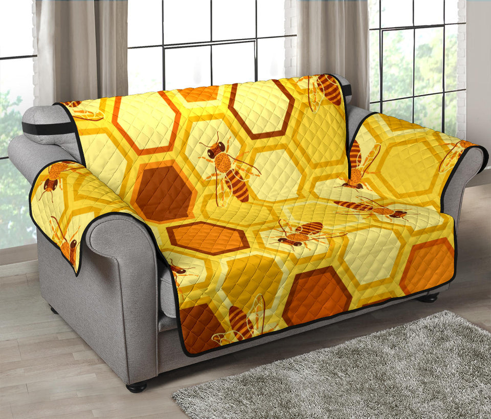 Bee and Honeycomb Pattern Loveseat Couch Cover Protector