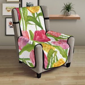 Pink Red Yellow Tulip Pattern Chair Cover Protector