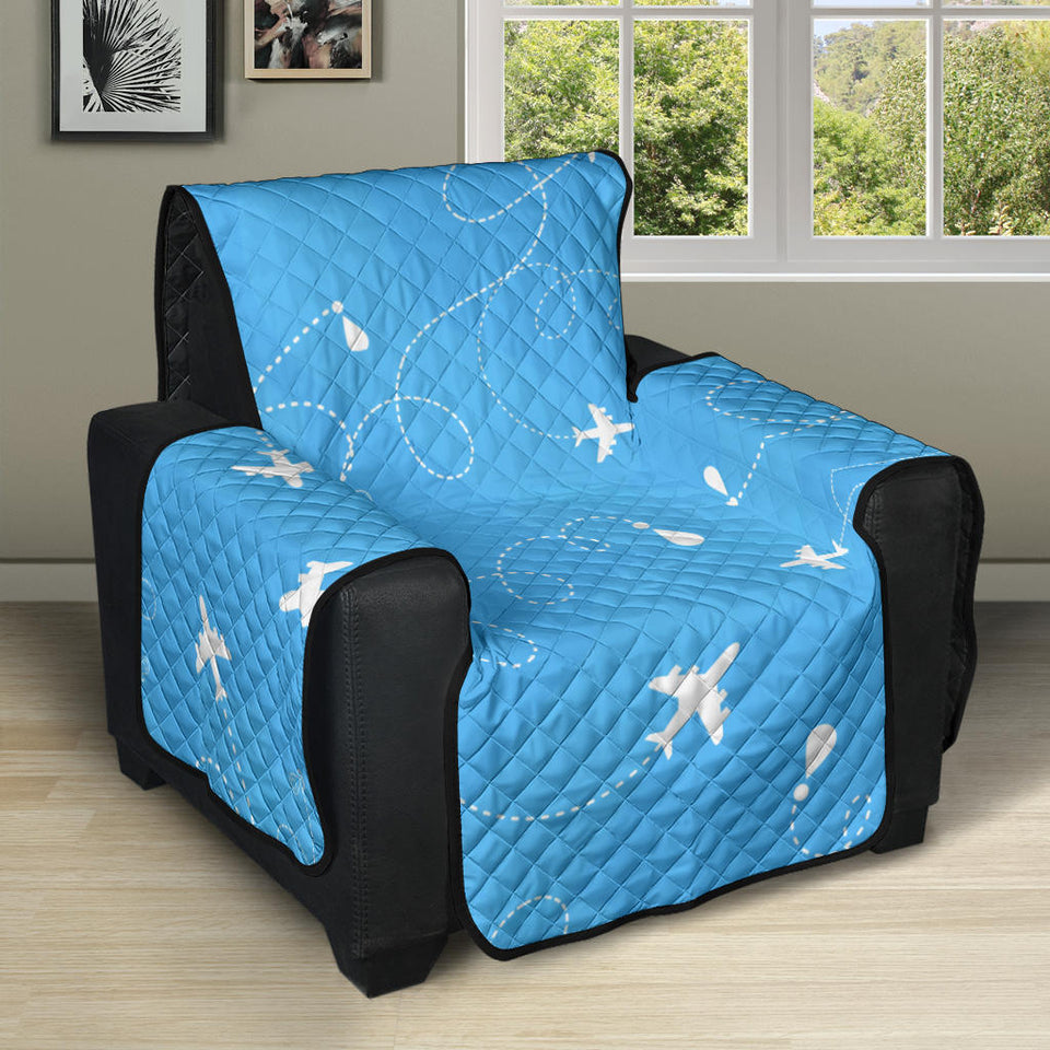 Airplane Pattern Blue Background Recliner Cover Protector