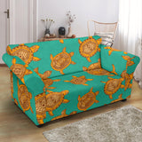 Sea Turtle Tribal Aboriginal Pattern Loveseat Couch Slipcover