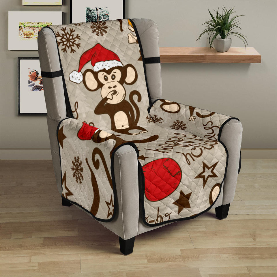 Monkey Christmas Pattern Chair Cover Protector