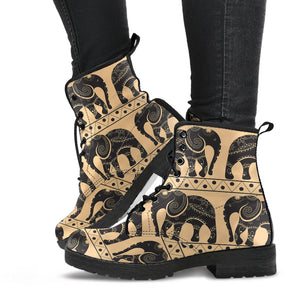 Elephant Pattern Ethnic Motifs Leather Boots