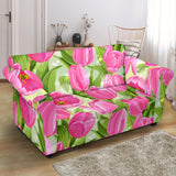 Pink Tulip Pattern Loveseat Couch Slipcover