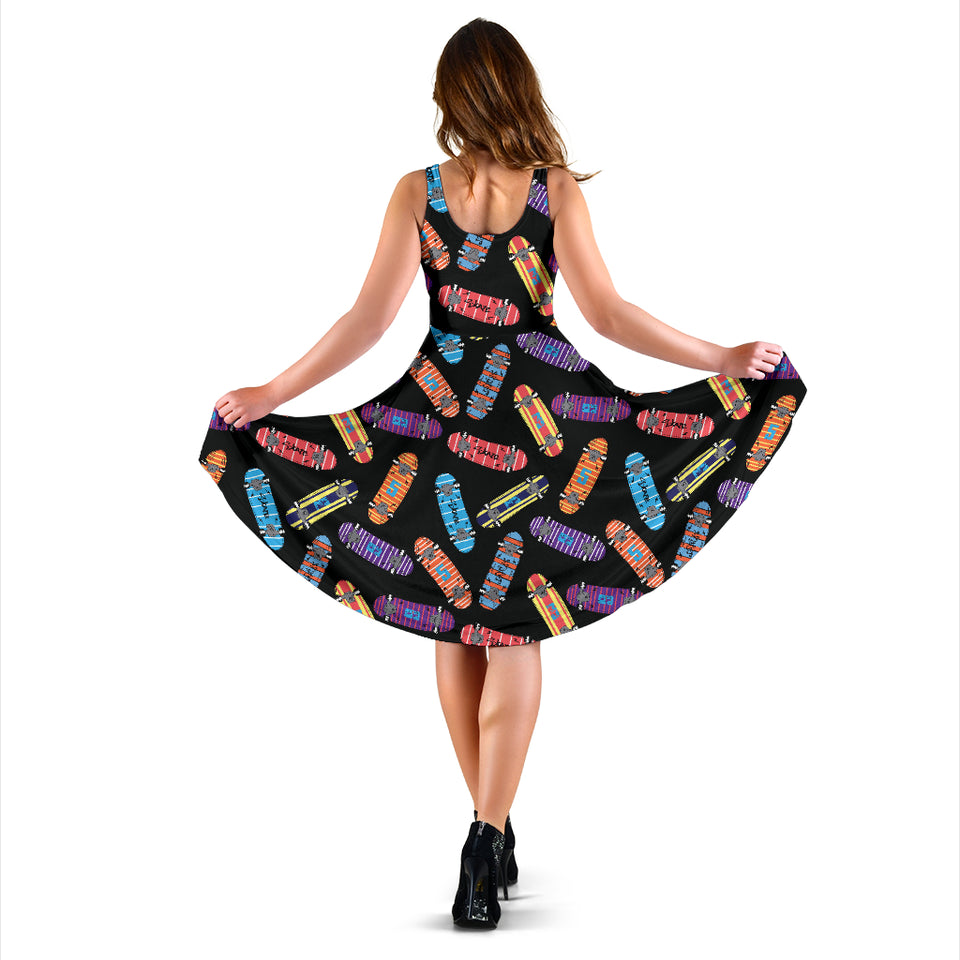 Skate Board Pattern Print Design 04 Sleeveless Midi Dress