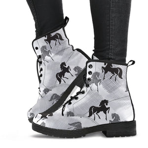 Horse Pattern Leather Boots