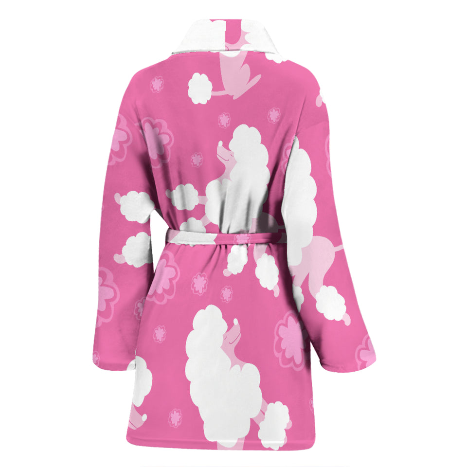 Poodle Pink Theme Pattern Women Bathrobe