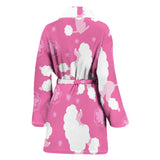 Poodle Pink Theme Pattern Women Bathrobe