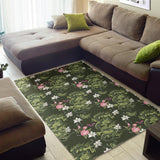 Green Dragon Rose Flower Pattern Area Rug