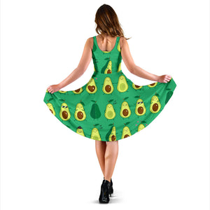 Cute Avocado Pattern Sleeveless Midi Dress