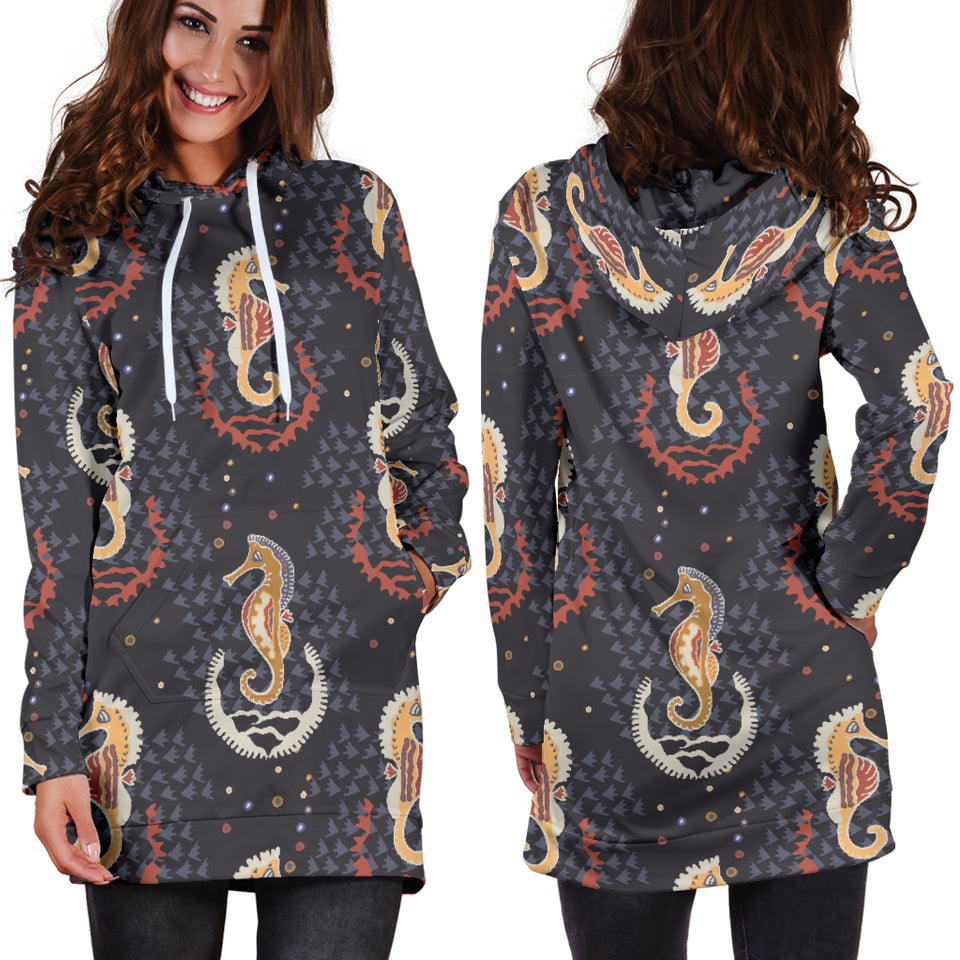 Seahorse Pattern Women Hoodie Dress