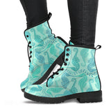 Seahorse Green Pattern Leather Boots