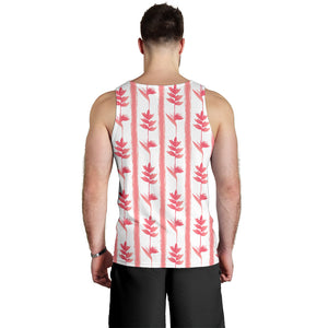 Heliconia Pink White Pattern Men Tank Top