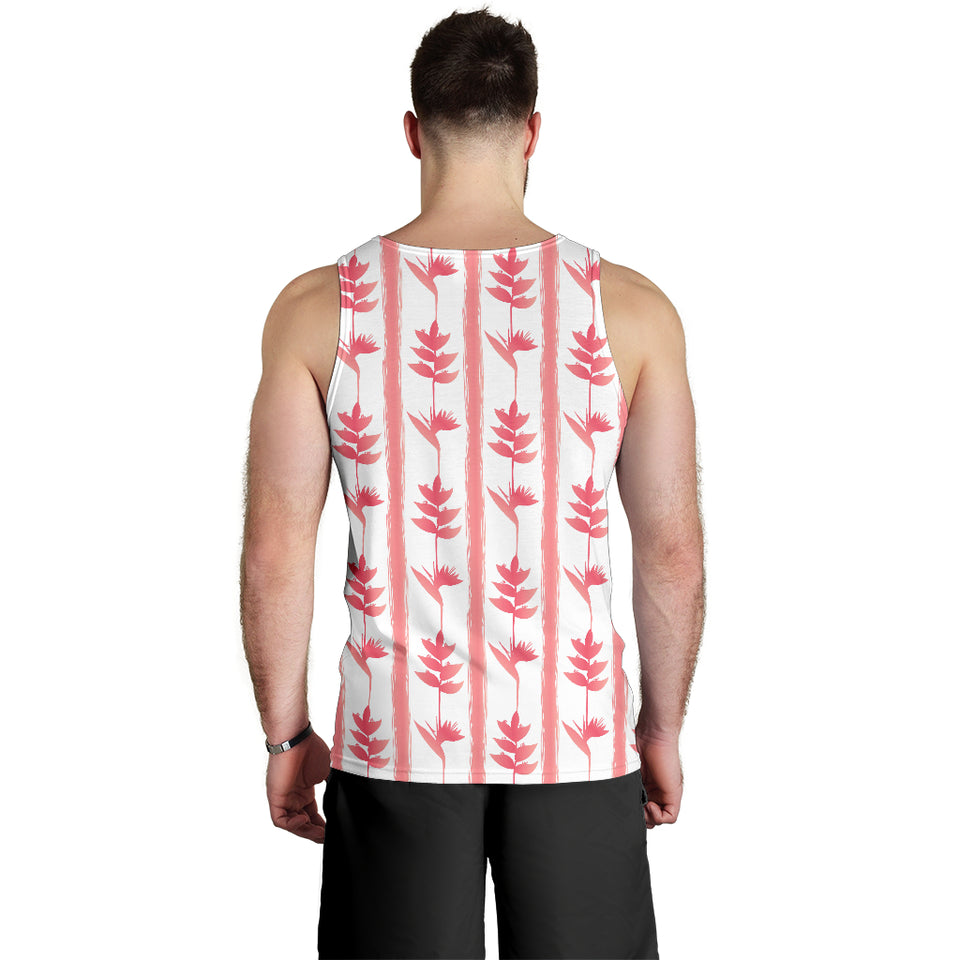 Heliconia Pink White Pattern Men Tank Top