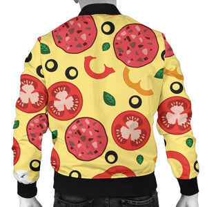 Pizza Tomato Salami Texture Pattern Men Bomber Jacket