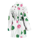 Pink Lotus Waterlily Flower Pattern Women Bathrobe