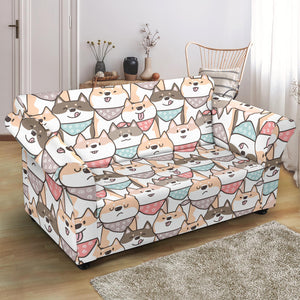 Shiba Inu Pattern Loveseat Couch Slipcover