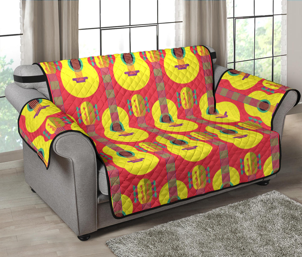 Classic Guitar Theme Pattern Loveseat Couch Cover Protector