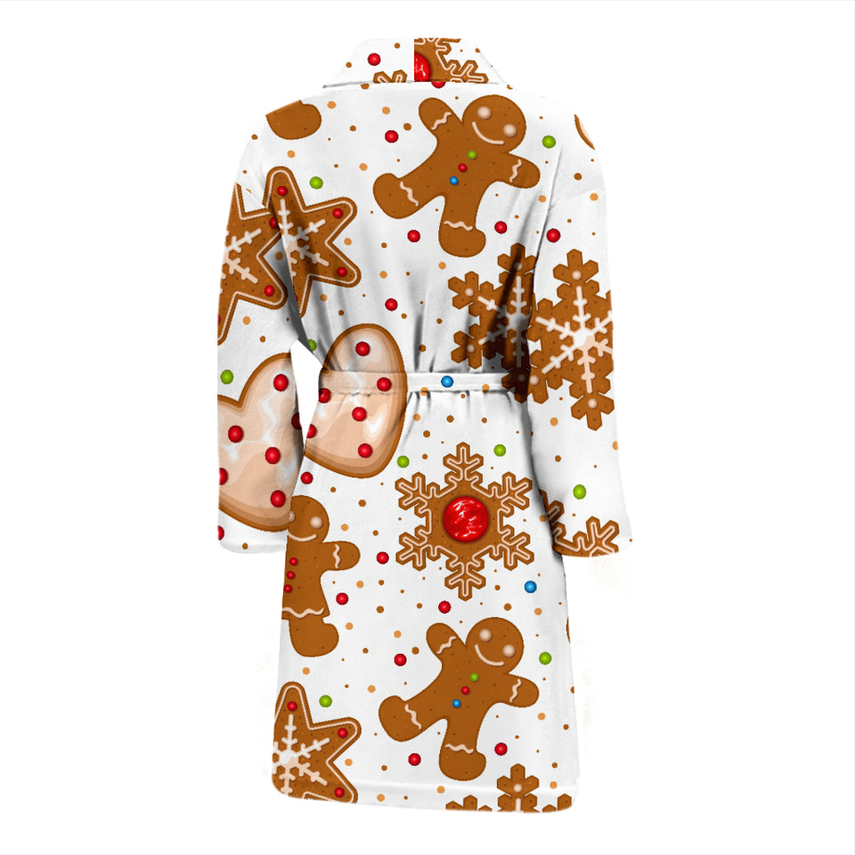 Christmas Cookie Pattern Men Bathrobe