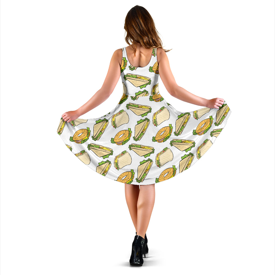 Sandwich Pattern Print Design 05 Sleeveless Midi Dress