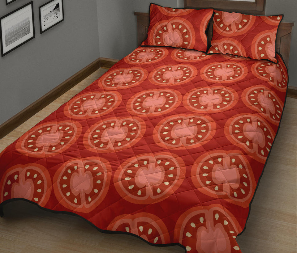 Sliced Tomato Pattern Quilt Bed Set