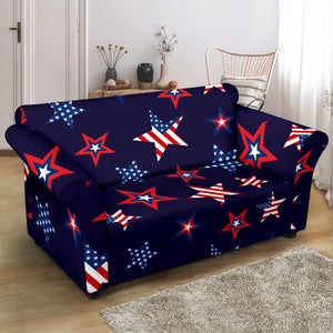 USA Star Pattern Theme Loveseat Couch Slipcover