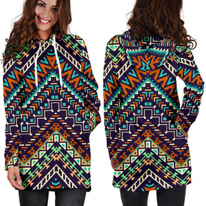 Zigzag African Afro Dashiki Adinkra Kente Women Hoodie Dress