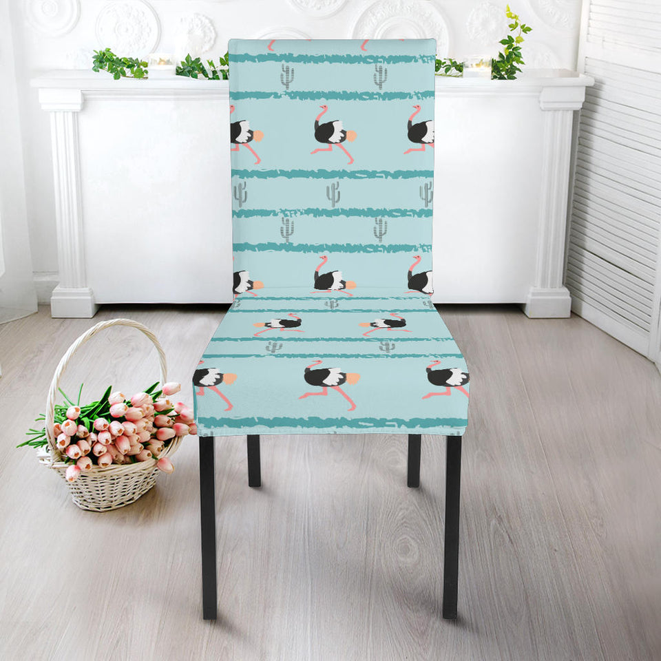 Ostrich Pattern Print Design 04 Dining Chair Slipcover