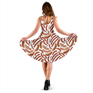 Sausage Pattern Print Design 05 Sleeveless Midi Dress