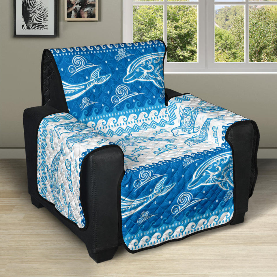 Dolphin Tribal Pattern Ethnic Motifs Recliner Cover Protector