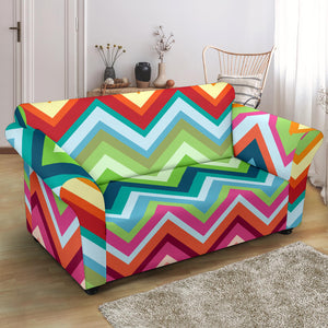 Rainbow Zigzag Chavron Pattern Loveseat Couch Slipcover