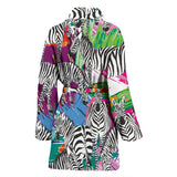 Zebra Colorful Pattern Women Bathrobe