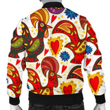 Colorful Rooster Chicken Guitar Pattern Men Bomber Jacket