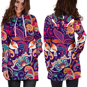 Indian Pattern Background Women Hoodie Dress