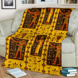 Egypt Hieroglyphics Pattern Print Design 01 Premium Blanket