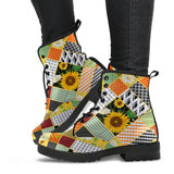 Sunflower Pattern Leather Boots