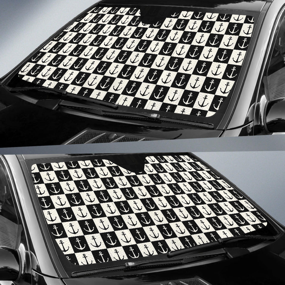 Anchor Black and White Patter Car Sun Shade