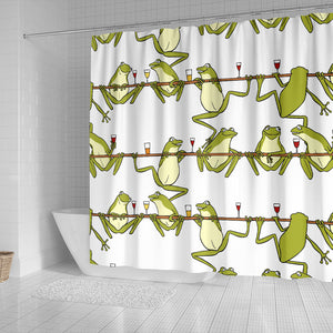 Frog drunk Pattern Shower Curtain Fulfilled In US