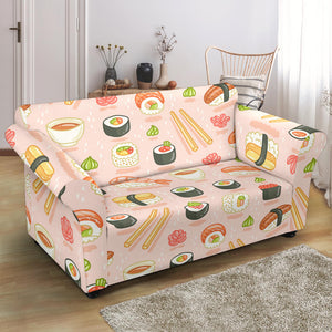 Sushi Pattern Background Loveseat Couch Slipcover