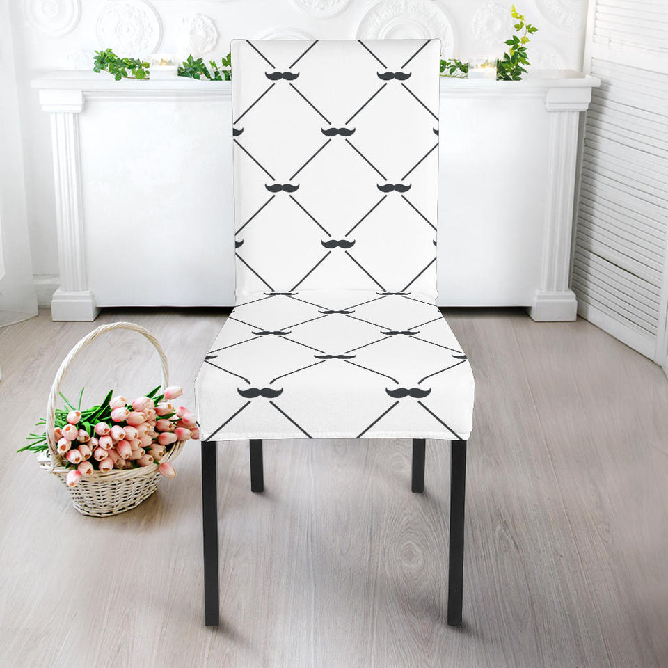 Mustache Beard Pattern Print Design 02 Dining Chair Slipcover