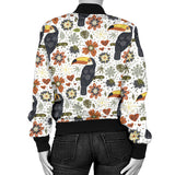 Toucan Flower Pattern Women Bomber Jacket