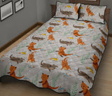 Swimming Fish Otter Pattern Quilt Bed Set