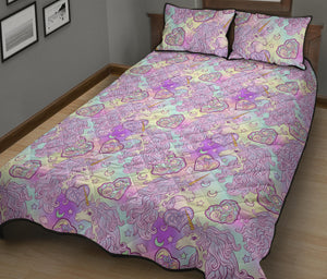 Unicorn Heart Pattern Quilt Bed Set