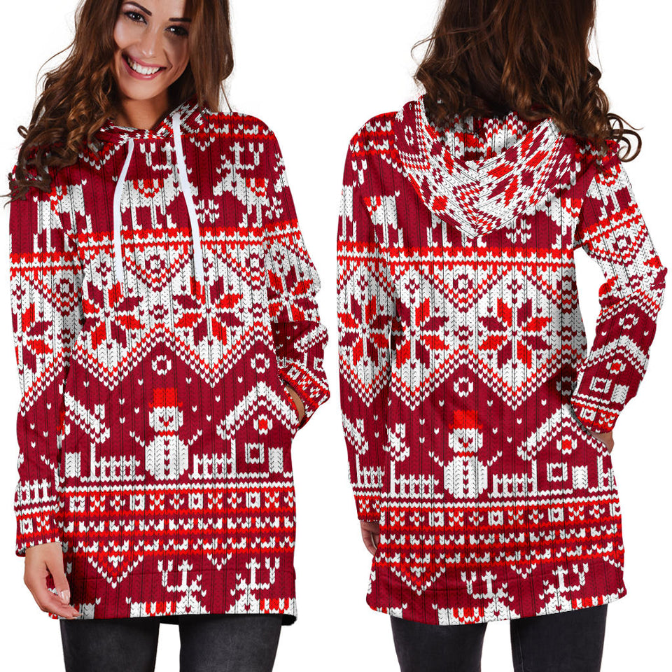 Snowman Sweater Printed Pattern Women Hoodie Dress